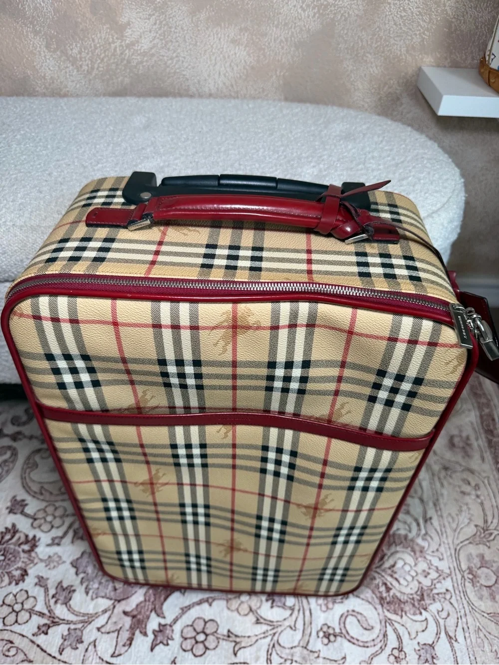 Burberry Classic Checkered Carry-On with Red Trim